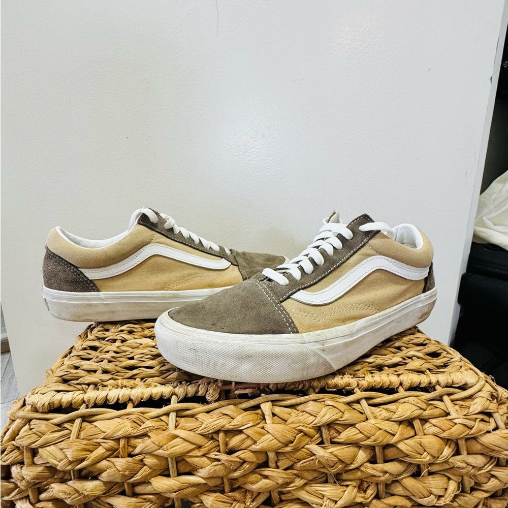 Vans Men's Two-Tone Sneakers - Brown and Cream